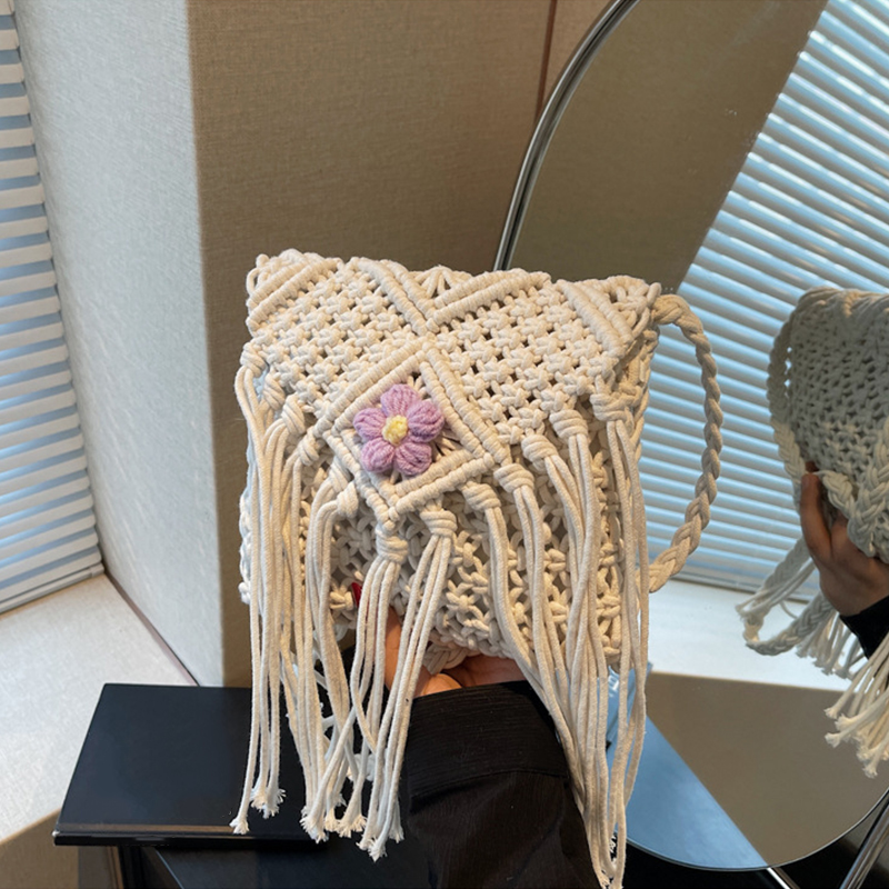 Crochet Bag Raffia - حقائب الصيف للنساء اليدوية شرابة حقائب