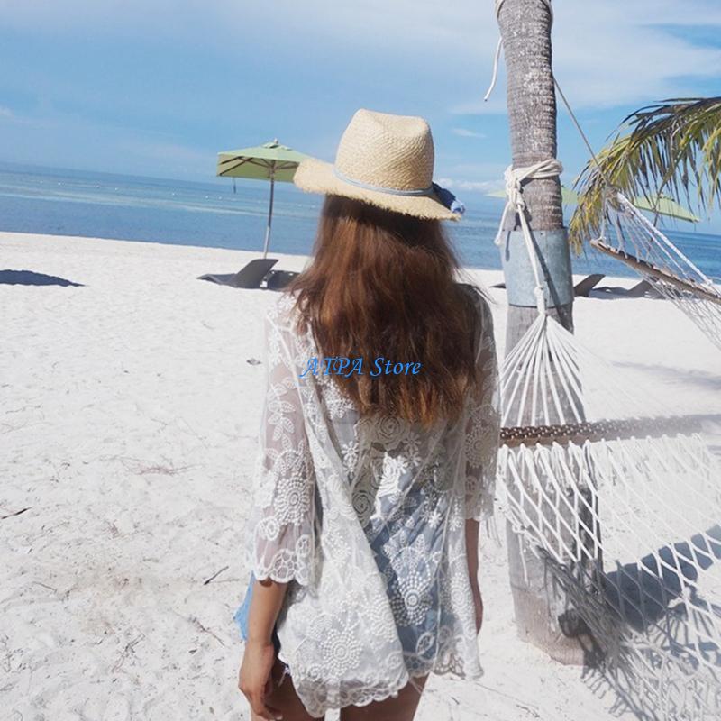 Kimono Sheer Floral - U13C المرأة الصيف الدانتيل مفتوحة الجبهة