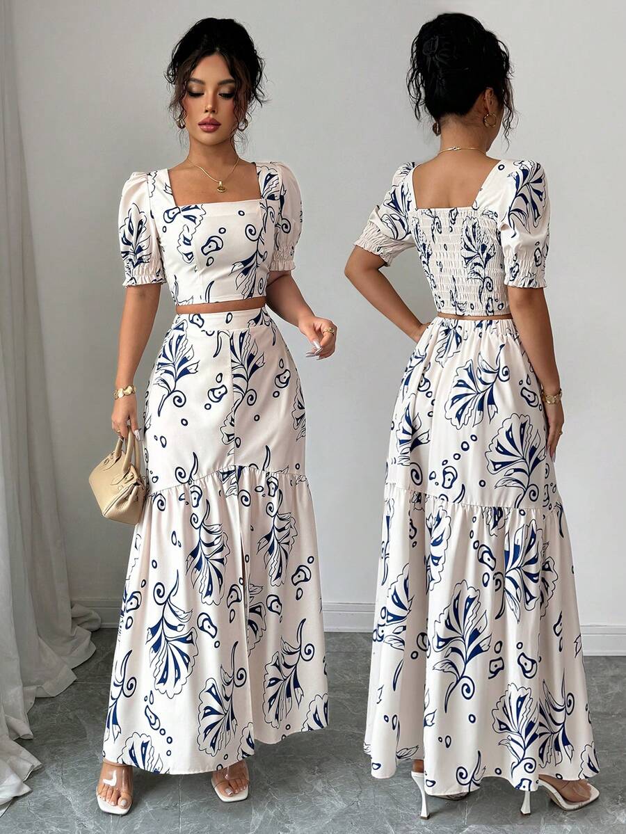 Romper Floral Print - طقم نسائي صيفي من قطعتين لعام