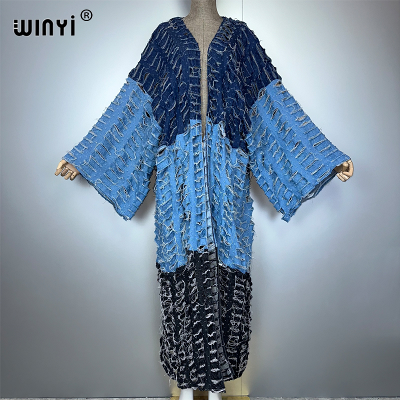 Cover Up Kaftan - سترة WINYI كيمونو متطابقة الألوان من