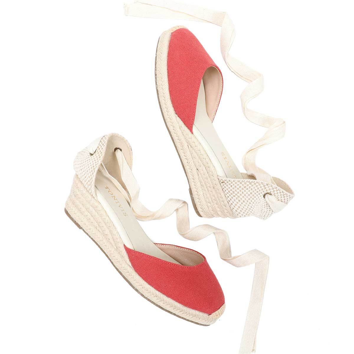 Wedge Espadrille Women - صنادل نسائية بكعب ويدج مع أربطة،