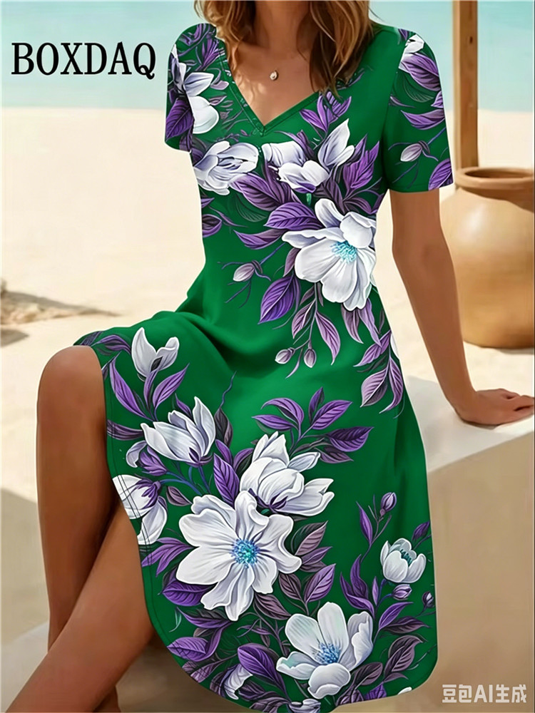 Romper Floral Print - فساتين نسائية مقاس كبير 6XL للصيف