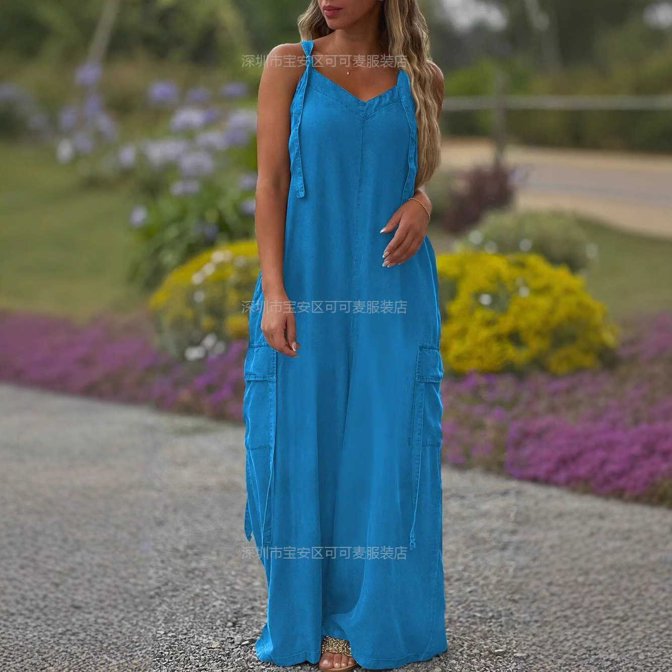 Jumpsuit Linen Relaxed - بذلة صيفية فضفاضة كاجوال من الكتان
