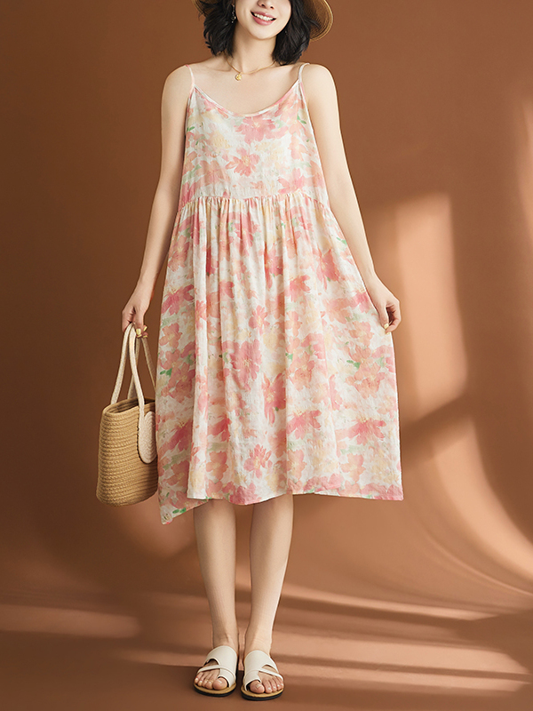 Linen Dress Wrap - فستان نسائي كاجوال من القطن والكتان