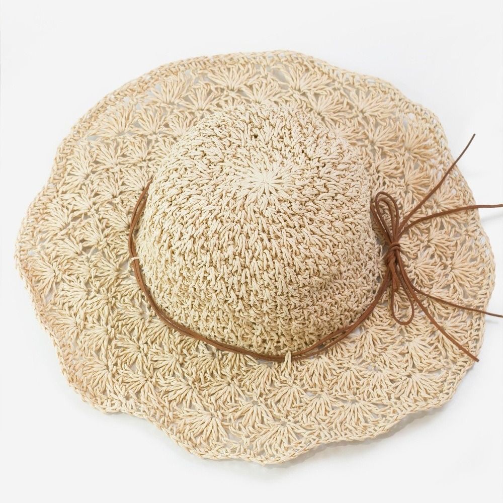 Hat Floppy Wide - قبعة قش مصنوعة يدويًا بحافة عريضة