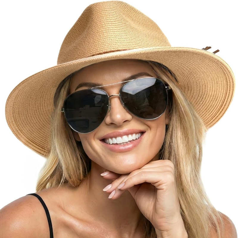 Hat Floppy Wide - قبعة شمسية صيفية من القش للنساء