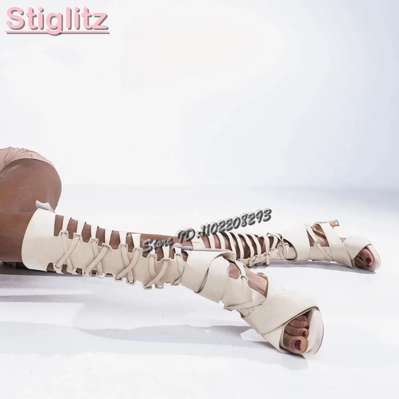 Sandal Strappy Heeled - الرجعية عبر تعادل الصنادل الرومانية الصلبة
