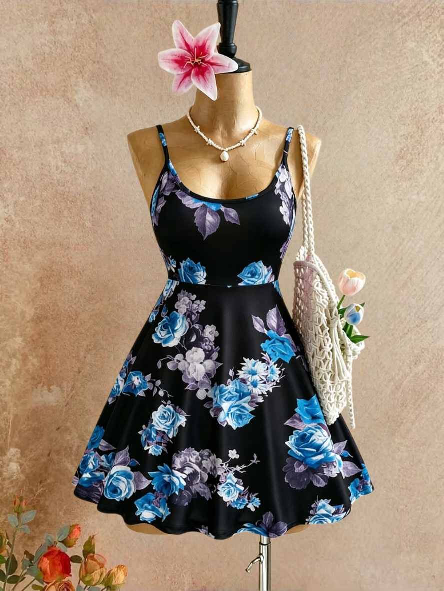 Romper Floral Print - فستان نسائي صيفي جديد مقاس كبير