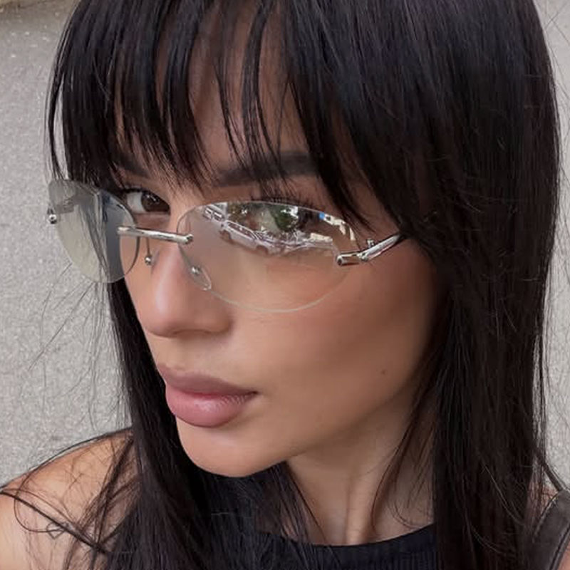 Sunglasses Cat Eye - نظارات شمسية بيضاوية بدون إطار للرجال