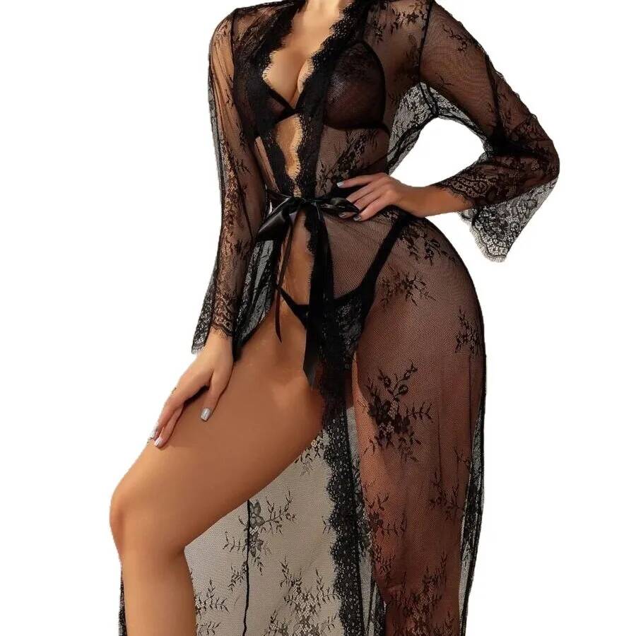 روب طويل شفاف من الدانتيل الأس - مراجعة Kimono Sheer Floral وسعره