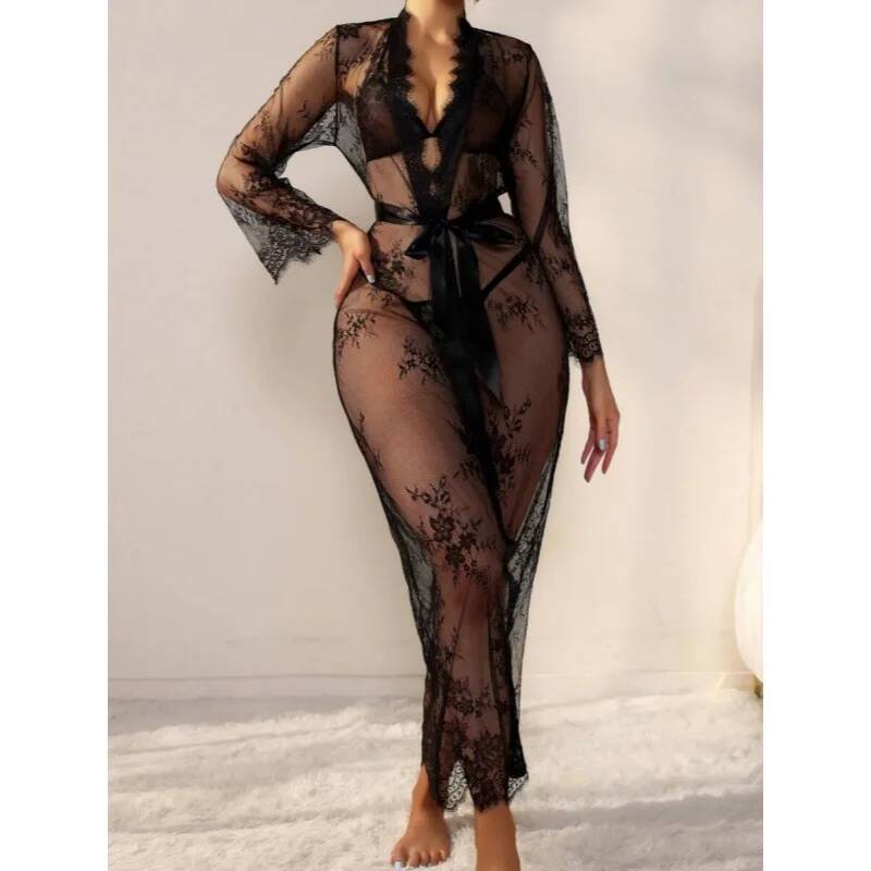 روب طويل شفاف من الدانتيل الأس - مراجعة Kimono Sheer Floral وسعره