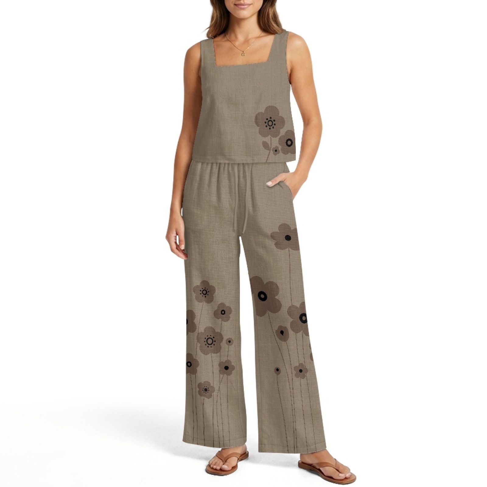 طقم سترة نسائية من الكتان من I - مراجعة Linen Pant Wide وسعره