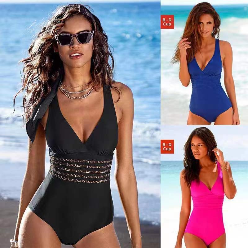 بدلة سباحة نسائية تانكيني بلون - مراجعة Swimsuit Bikini Ruched وسعره