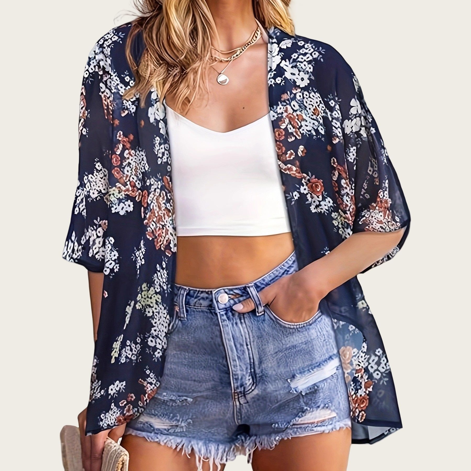 ملابس السباحة النسائية 2025 كي - مراجعة Kimono Sheer Floral وسعره
