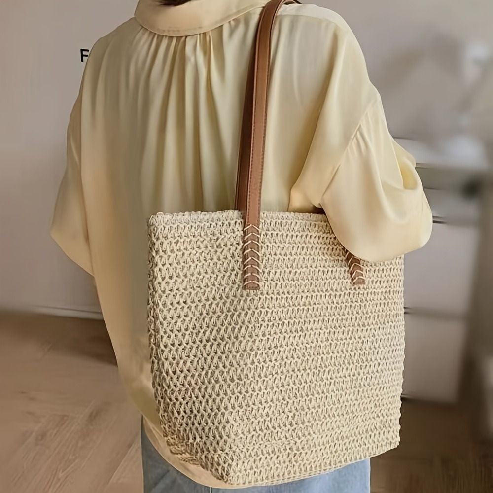 حقيبة يد نسائية عصرية من القش  - مراجعة Tote Bag Beach وسعره