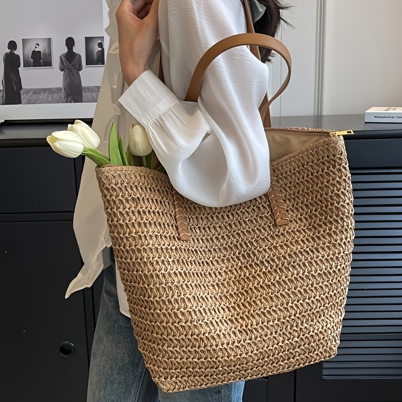 حقيبة نسائية منسوجة عصرية ومتع - مراجعة Crochet Bag Raffia وسعره