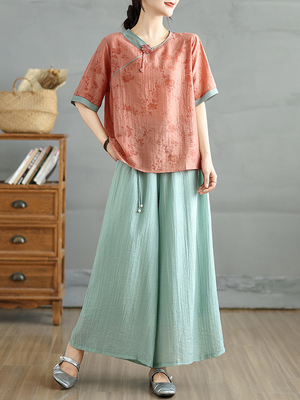 طقم نسائي صيفي من قطعتين: بلوز - مراجعة Linen Pant Wide وسعره