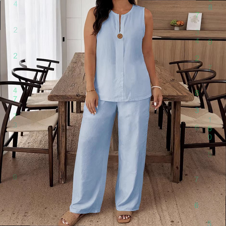 طقم مريح من قطعتين: بلوزة فضفا - مراجعة Linen Pant Wide وسعره