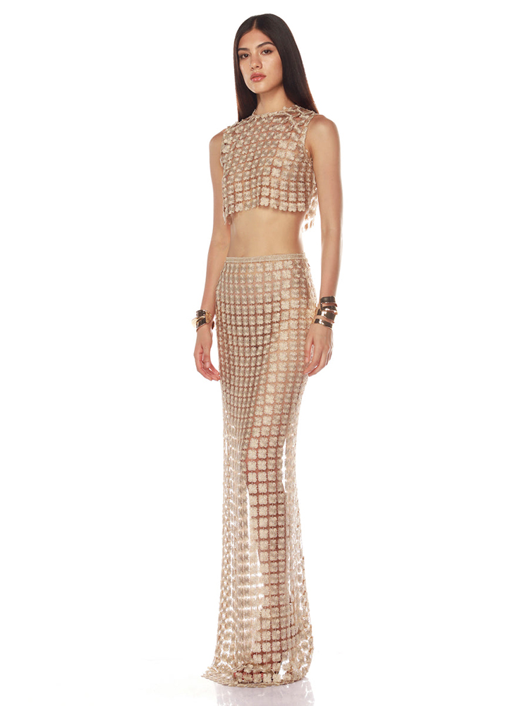 طقم بلوزة قصيرة وتنورة شفافة ب - مراجعة Crop Top Crochet وسعره