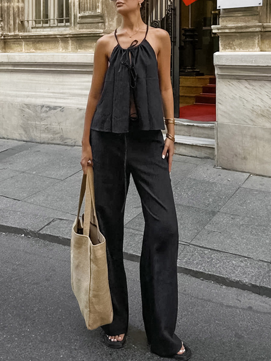 طقم نسائي من قطعتين لعام 2026، - مراجعة Linen Pant Wide وسعره