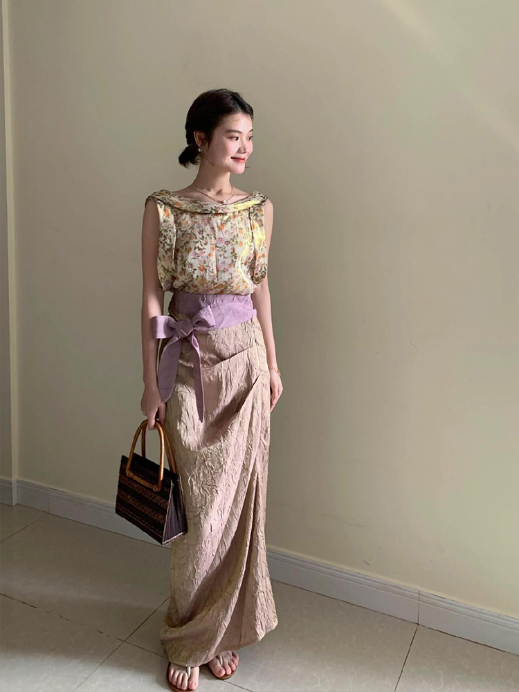 طقم XZY نسائي صيفي عتيق الطراز - مراجعة Midi Skirt Floral وسعره