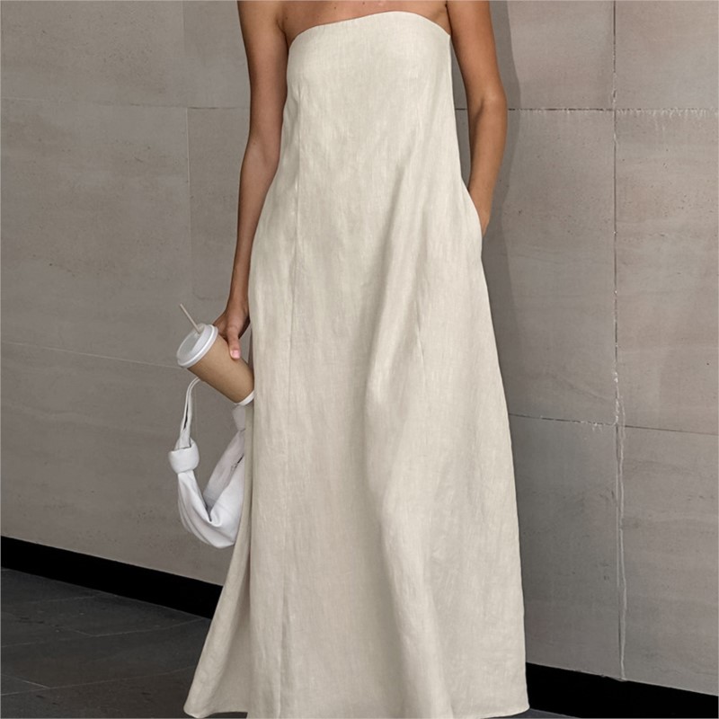 أزياء أنيقة تصميم بسيط حمالة ا - مراجعة Linen Dress Wrap وسعره