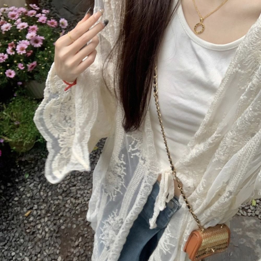 بلوزة خفيفة الوزن برباط من الد - مراجعة Kimono Sheer Floral وسعره