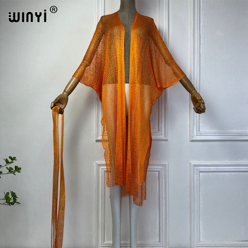 WINYI-فستان كيمونو شاطئ مجوف م - مراجعة Cover Up Kaftan وسعره