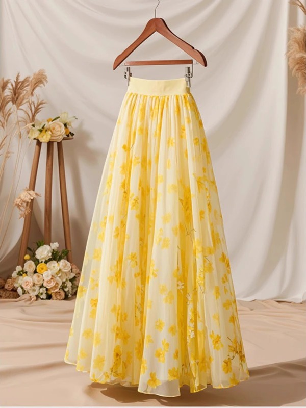 تنورة صيفية 2026 بخصر مرتفع وق - مراجعة Midi Skirt Floral وسعره