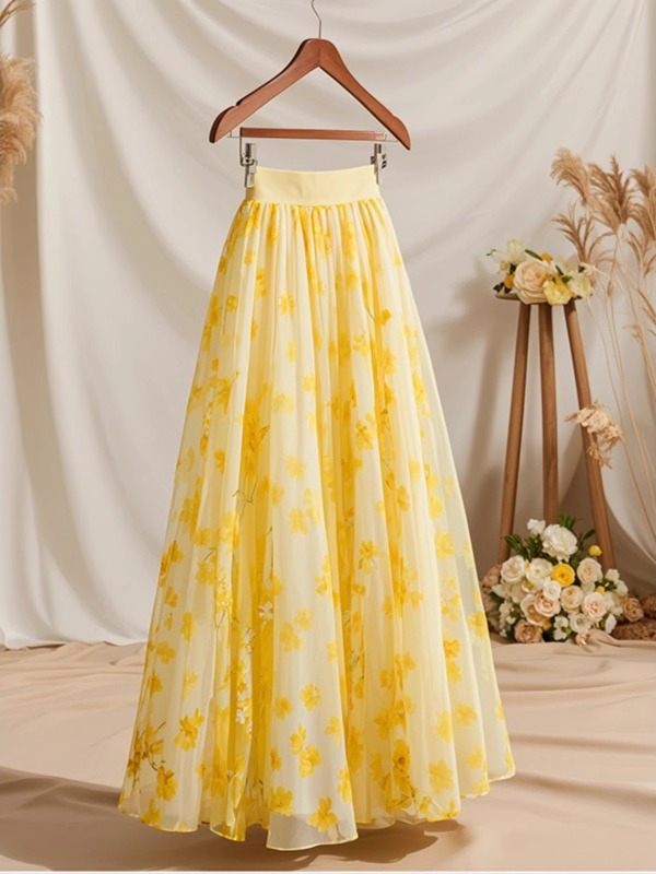 تنورة صيفية 2026 بخصر مرتفع وق - مراجعة Midi Skirt Floral وسعره