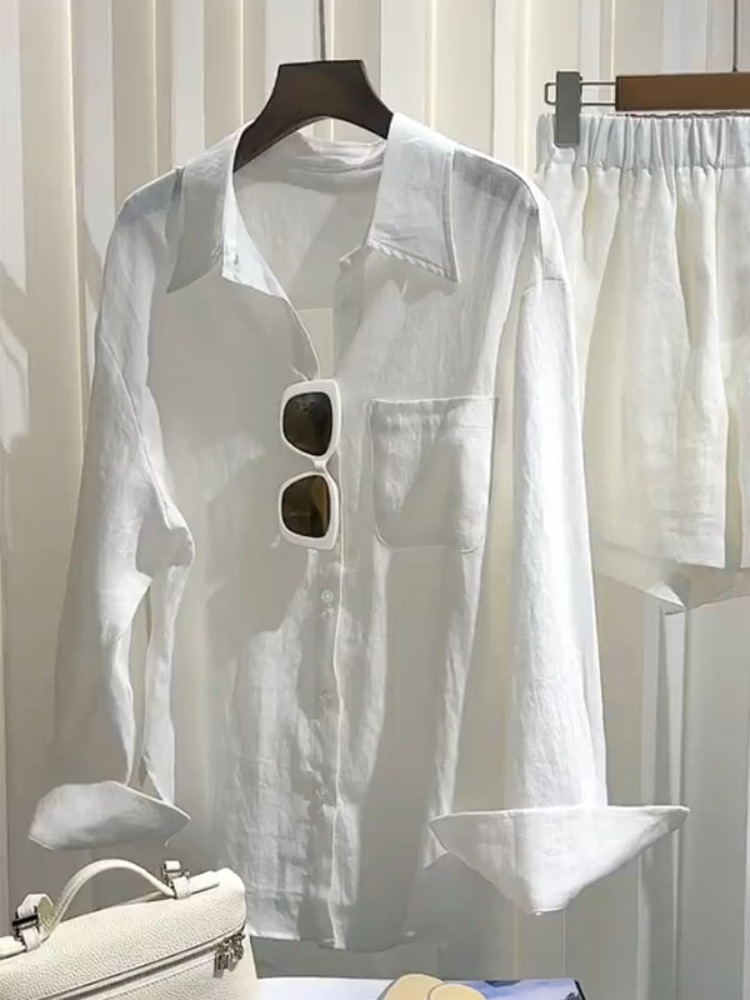طقم قميص كتان صيفي للنساء مع س - مراجعة Linen Pant Wide وسعره