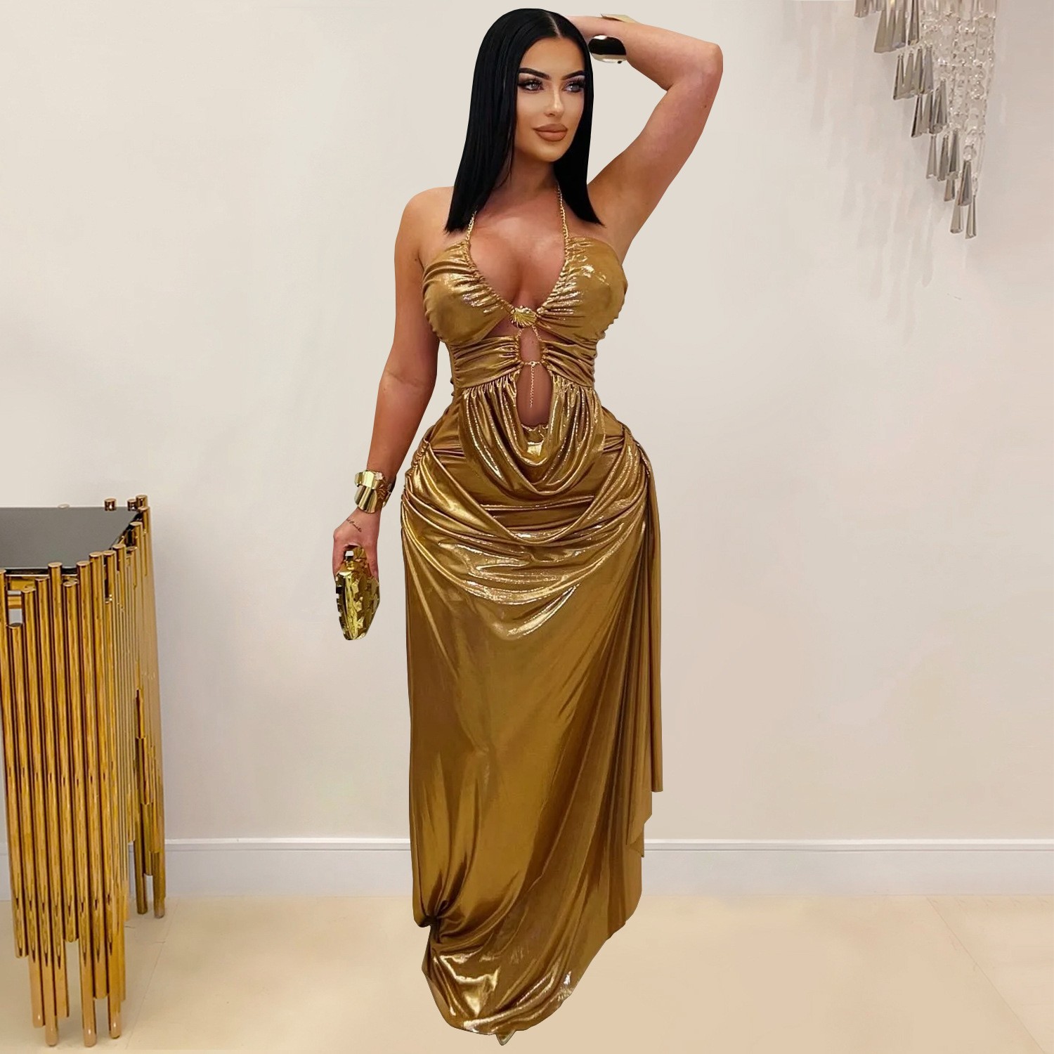 فستان سهرة طويل ماكسي للحفلات  - مراجعة Maxi Dress Halter وسعره