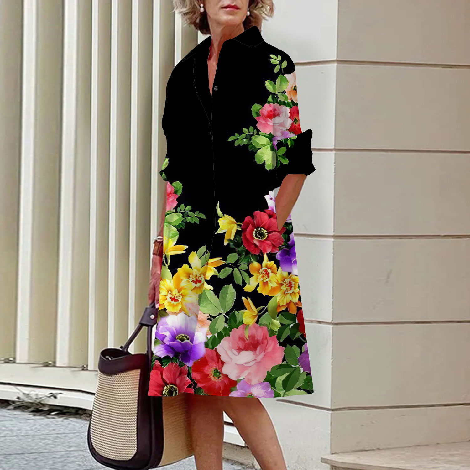 فستان قميص بنمط الأزهار أنيق ل - مراجعة Midi Skirt Floral وسعره
