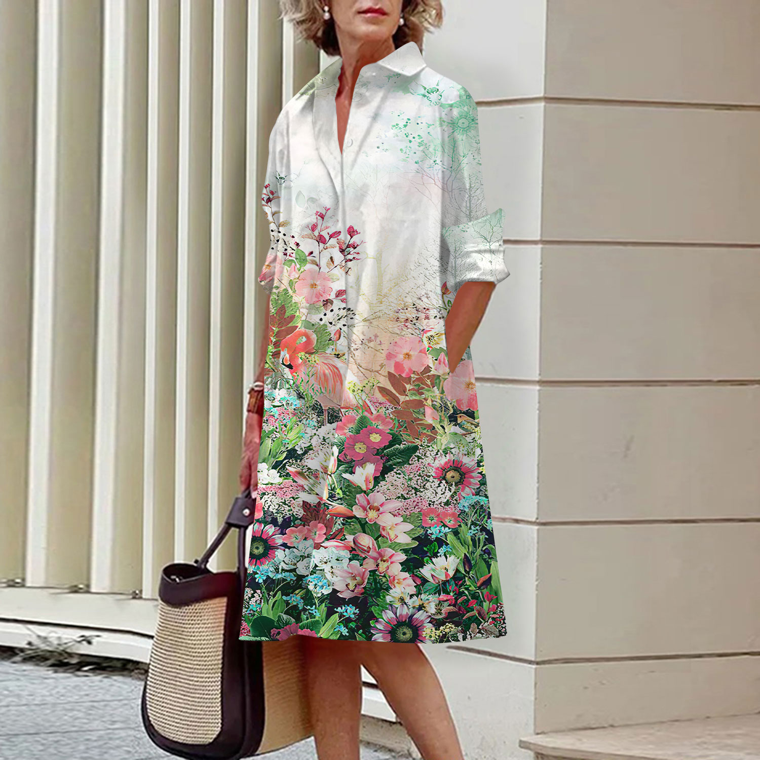 فستان قميص بنمط الأزهار أنيق ل - مراجعة Midi Skirt Floral وسعره