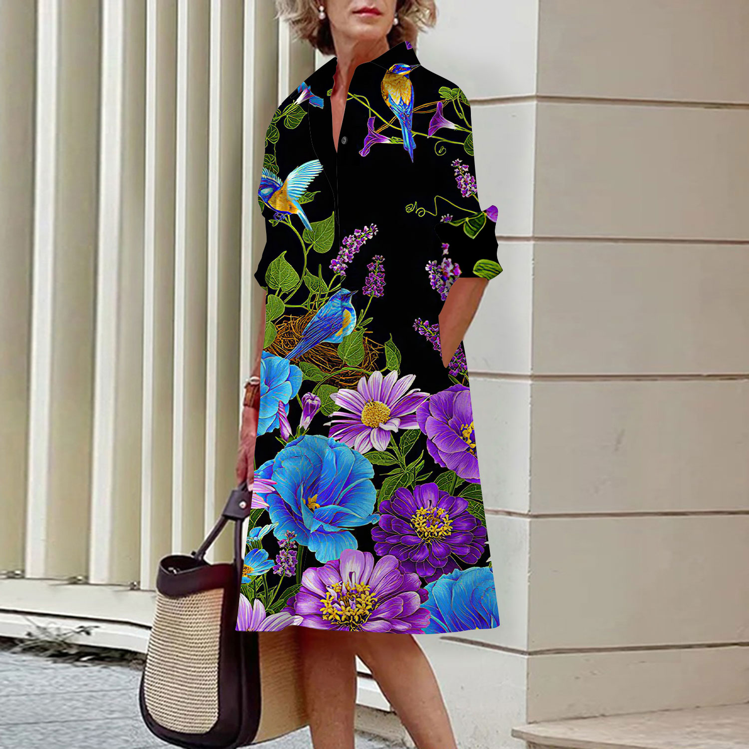 فستان قميص بنمط الأزهار أنيق ل - مراجعة Midi Skirt Floral وسعره