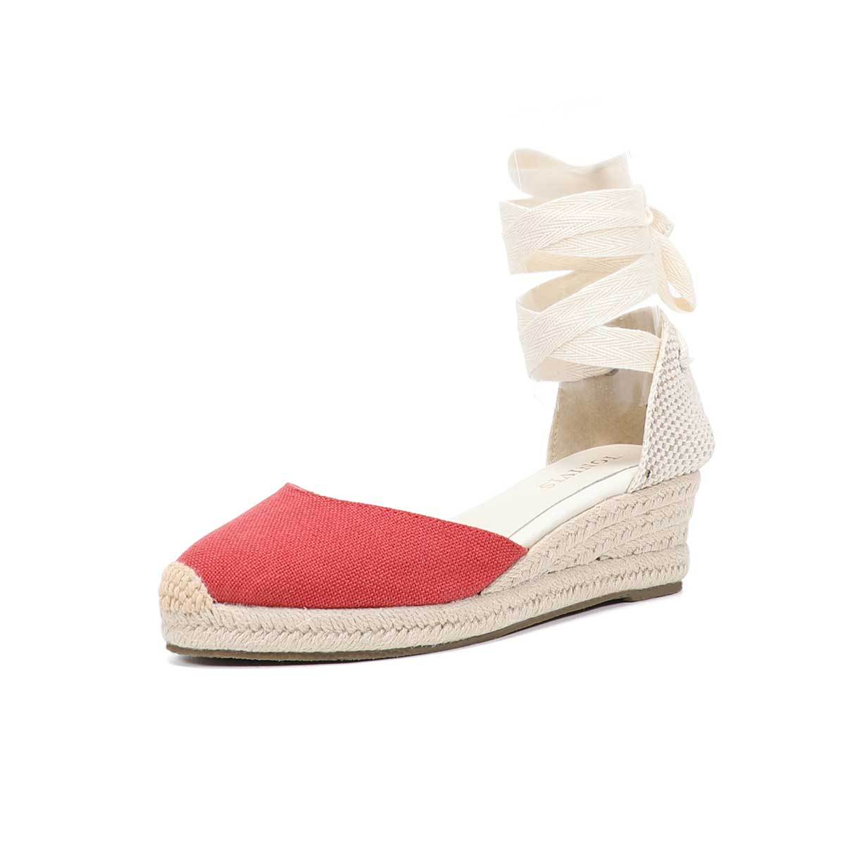 صنادل نسائية بكعب ويدج مع أربط - مراجعة Wedge Espadrille Women وسعره