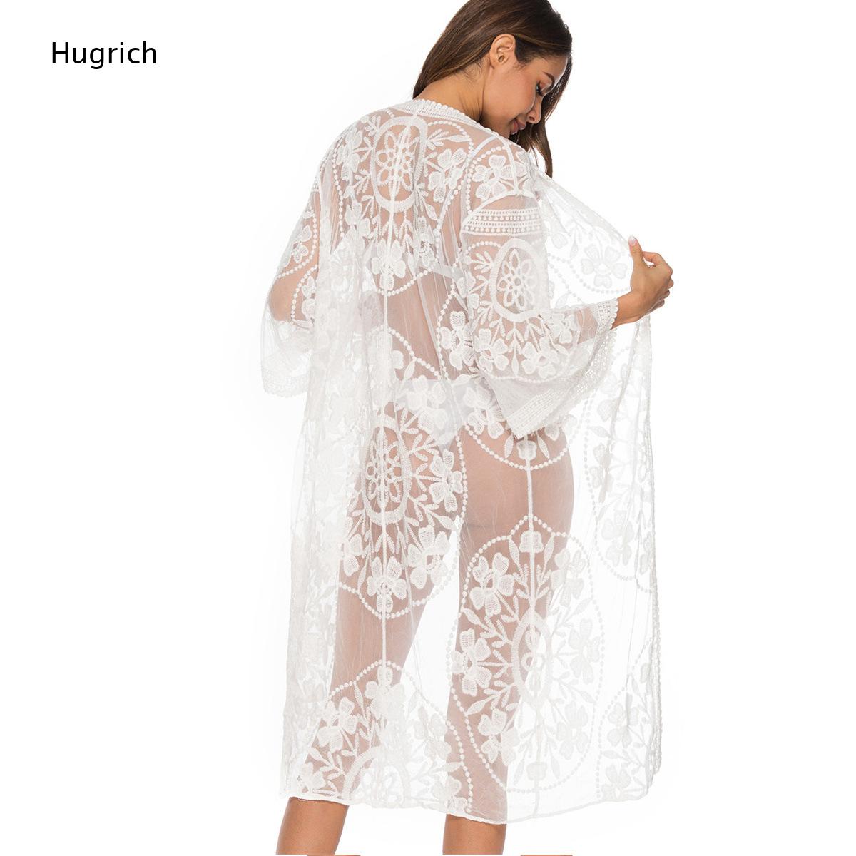 كيمونو طويل أبيض سادة بتطريز ز - مراجعة Kimono Sheer Floral وسعره