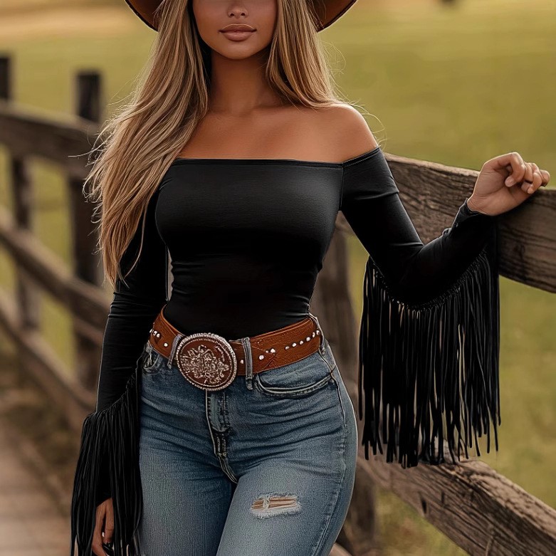 ملابس نسائية: بلوزة بأكمام طوي - مراجعة Blouse Off Shoulder وسعره