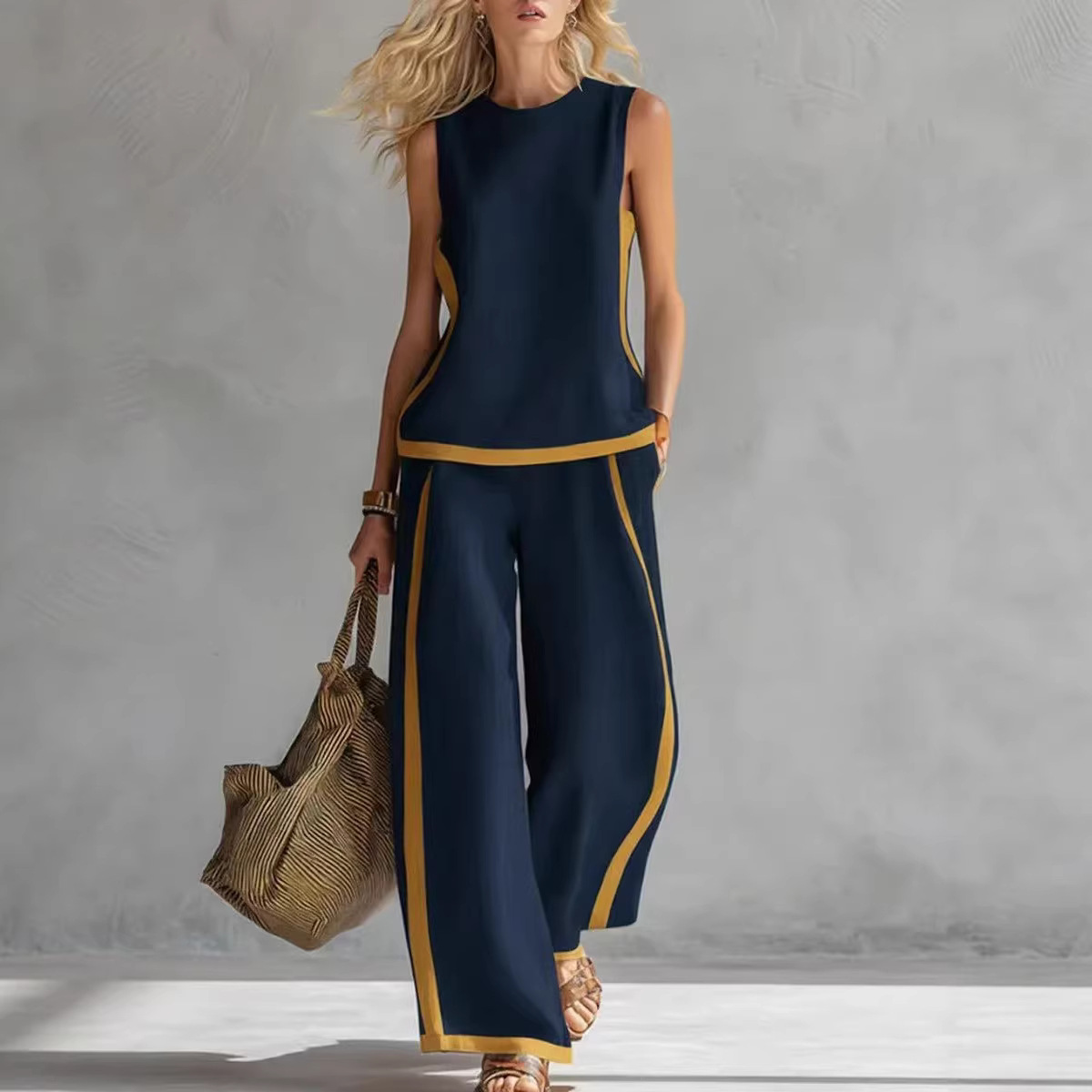 طقم نسائي من قطعتين من الكتان  - مراجعة Linen Pant Wide وسعره