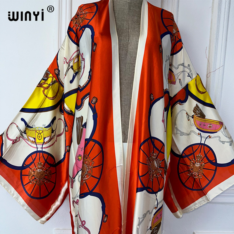 سترة صيفية كيمونو مطبوعة من WI - مراجعة Cover Up Kaftan وسعره