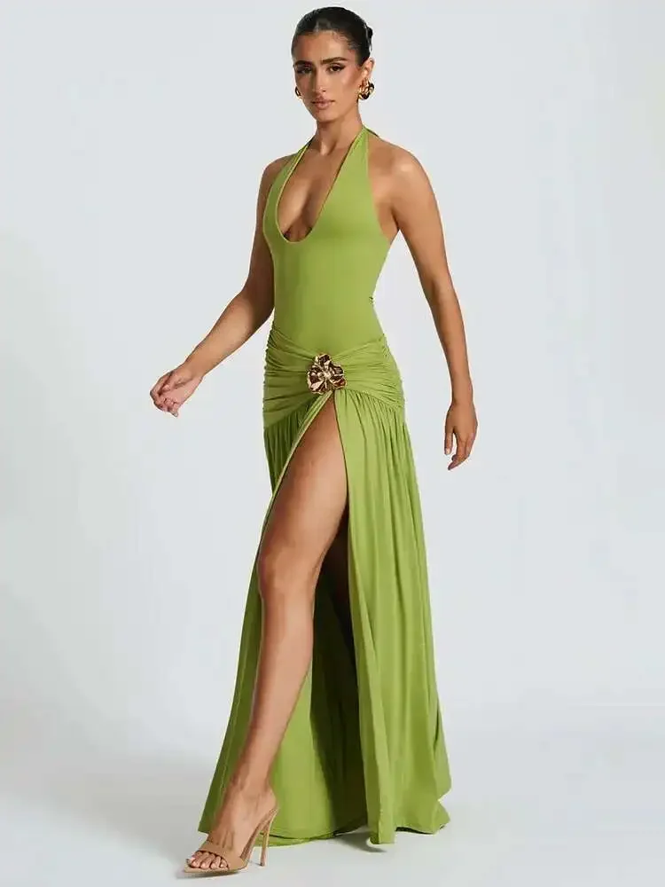 طقم فستان ماكسي أنيق ومثير بفت - مراجعة Maxi Dress Halter وسعره
