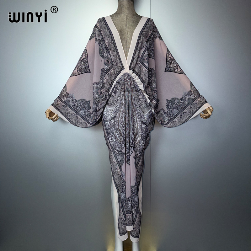 فستان WINYI بياقة على شكل V مث - مراجعة Cover Up Kaftan وسعره
