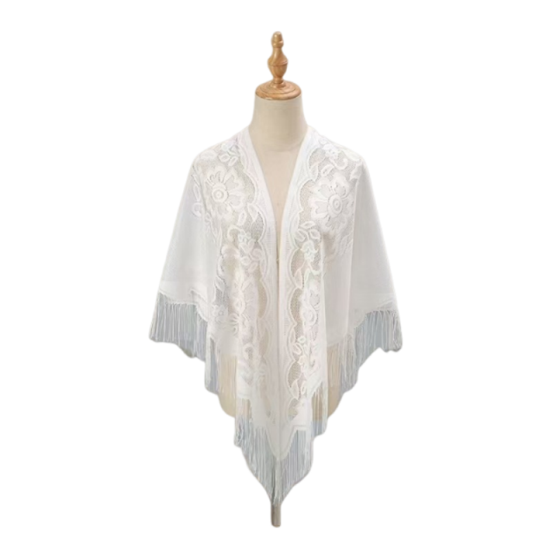 شال دانتيل مزهر للنساء مع تطري - مراجعة Kimono Sheer Floral وسعره