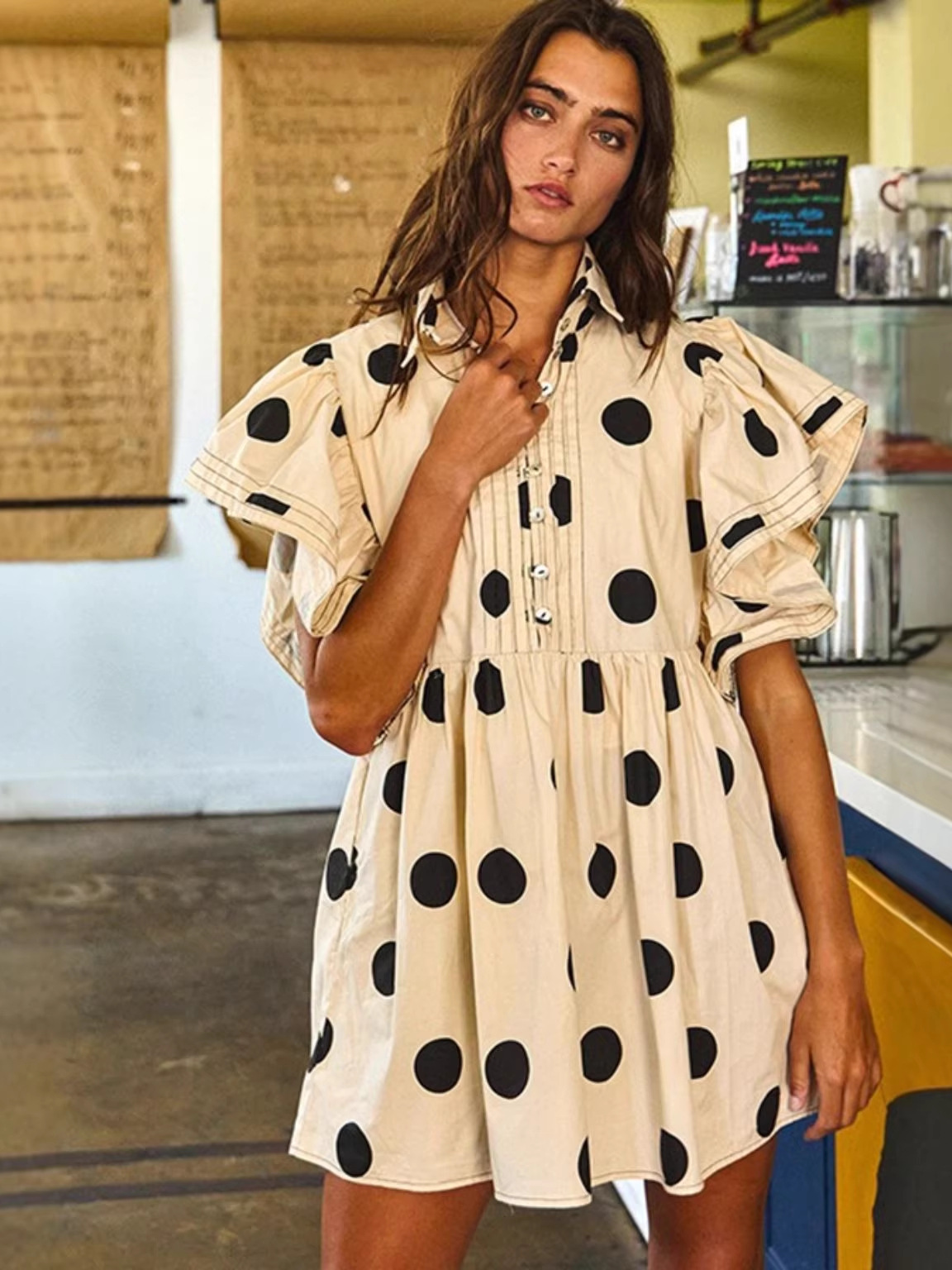 بلوزة نسائية أنيقة بطبعة البول - مراجعة Blouse Off Shoulder وسعره