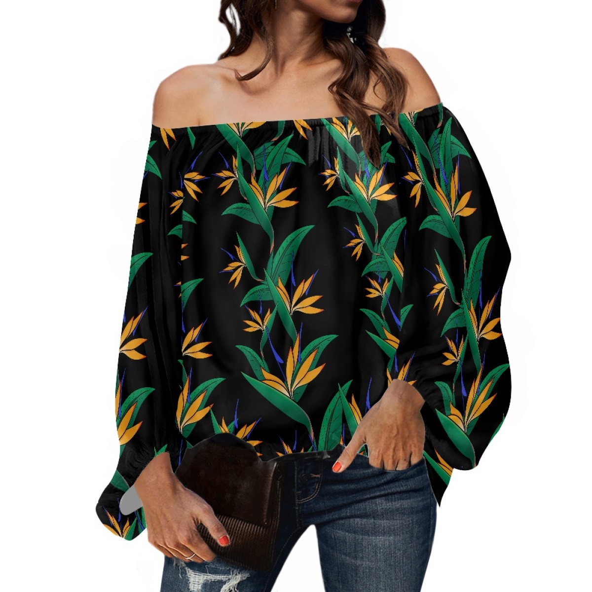 بلوزة شيفون أنيقة للسيدات بأكم - مراجعة Blouse Off Shoulder وسعره