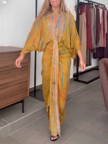 فستان صيفي نسائي من الكتان بيا - مراجعة Linen Dress Wrap وسعره