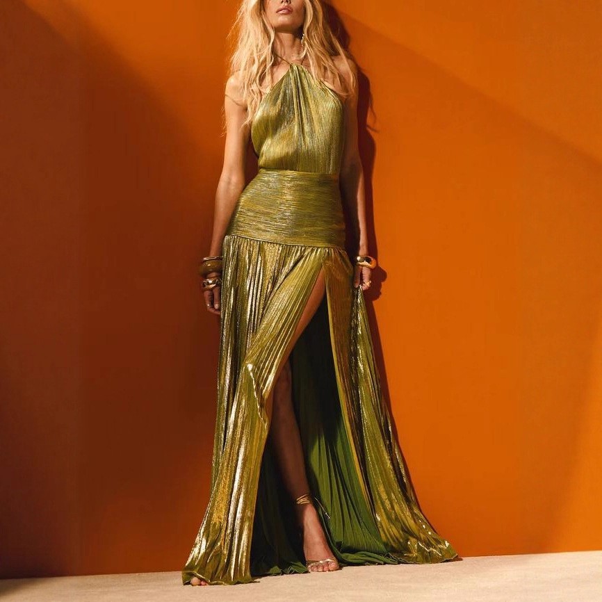 فستان سهرة أنيق بدون أكمام طوي - مراجعة Maxi Dress Halter وسعره