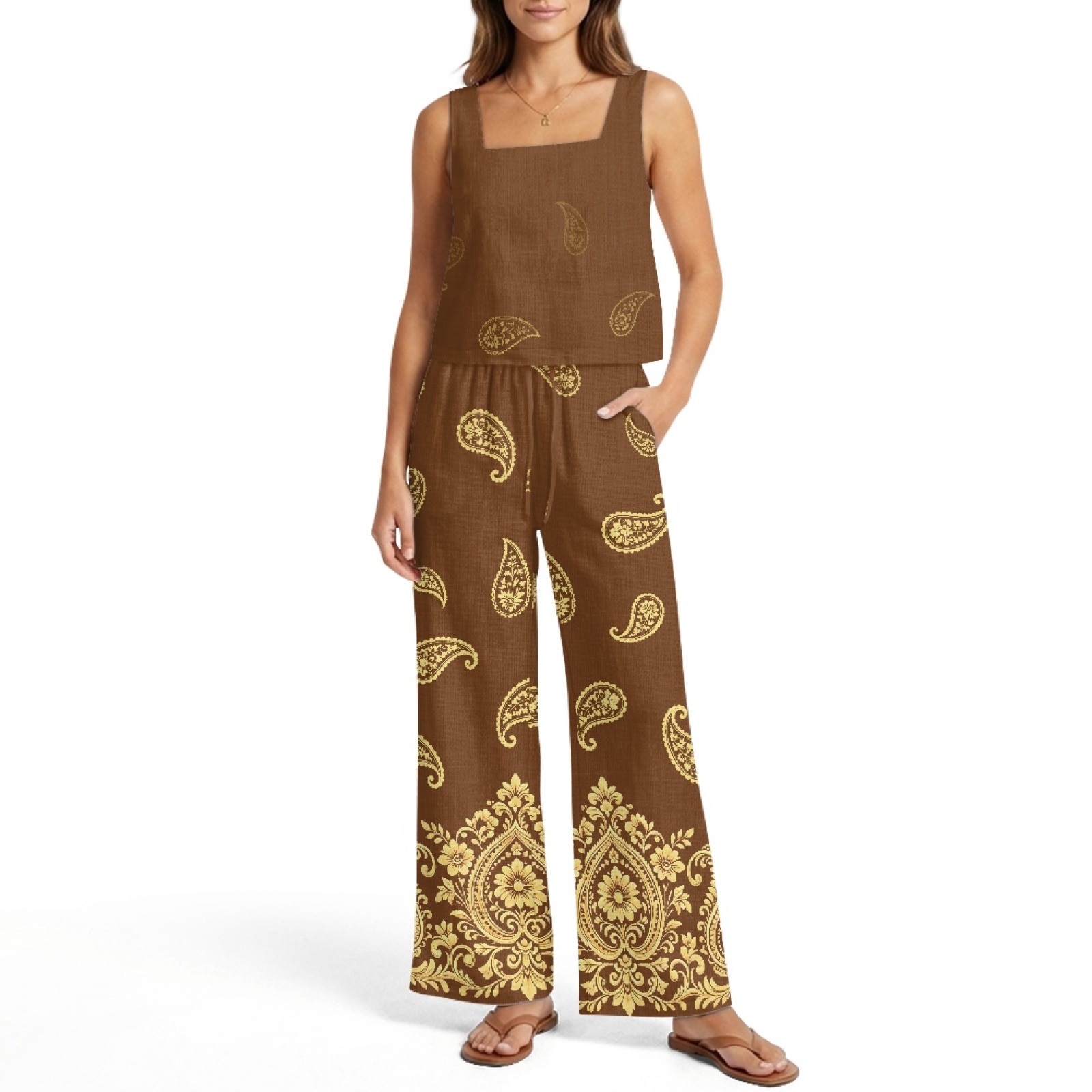 طقم سترة نسائية من الكتان من I - مراجعة Linen Pant Wide وسعره