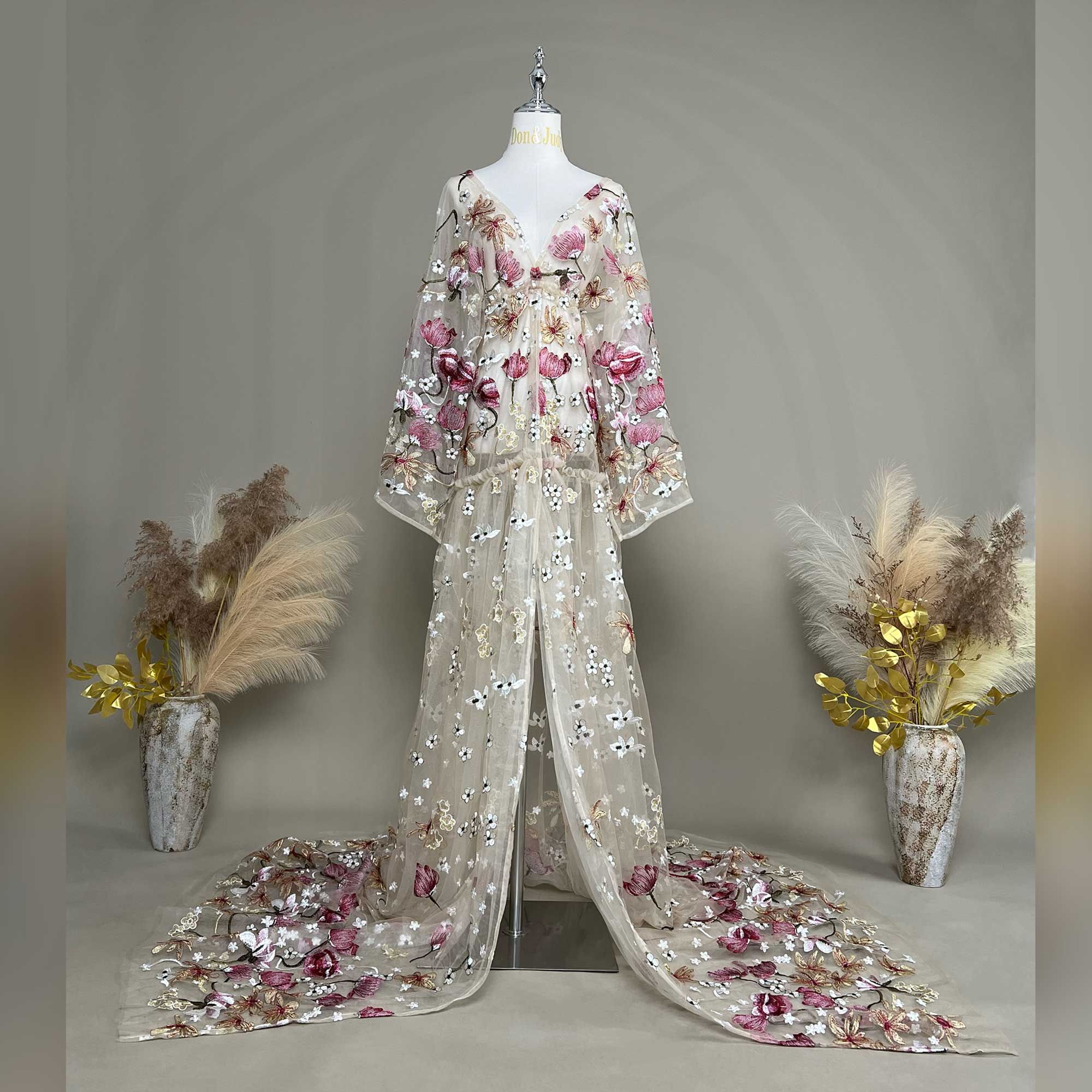 فستان سهرة للعروس من دون وجودي - مراجعة Kimono Sheer Floral وسعره