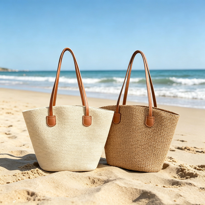 حقيبة يد نسائية من القش بلون و - مراجعة Tote Bag Beach وسعره